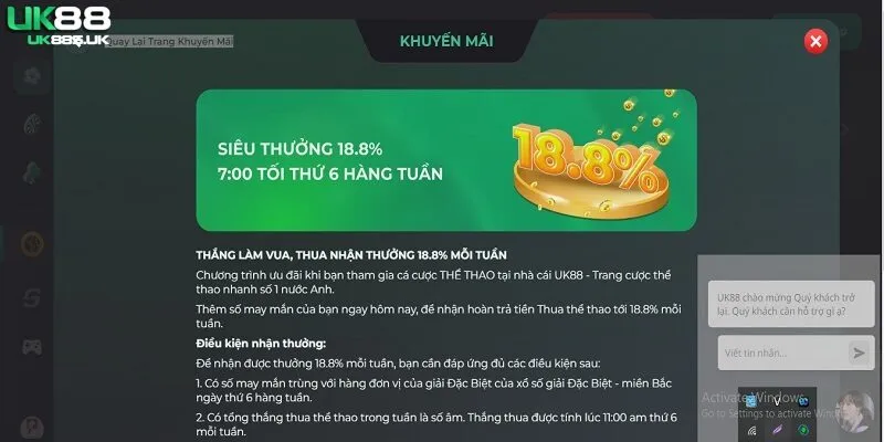 Sự kiện khuyến mãi khủng UK88