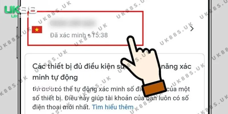 Xác minh qua hình thức nhập số điện thoại